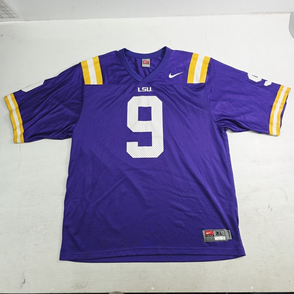 Vintage LSU Tigers NCAA Nike Team Authentic Purple Mesh Jersey #9 Mens Sz XL EUC